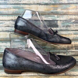 Louise et Cie Anniston Loafers Shoes Womens Size 8 Metallic Gray Leather Slip On